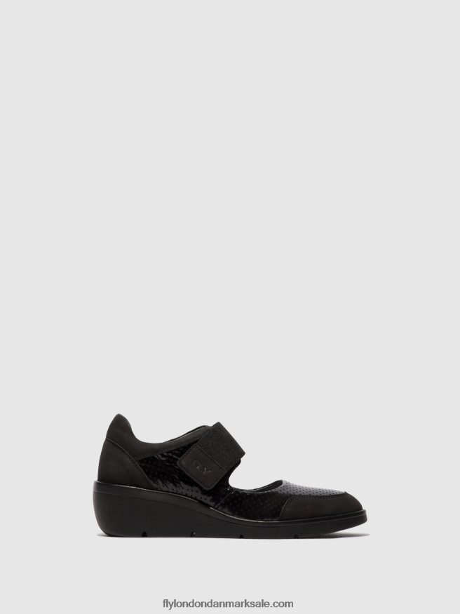 Fly London Kvinder velcro sko naje583 X84ZLZ624 sort