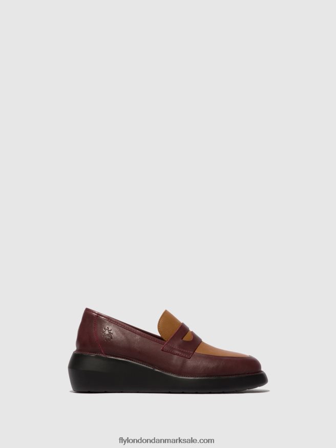 Fly London Kvinder loafers sko blar513 X84ZLZ677 bordeaux/cuoio