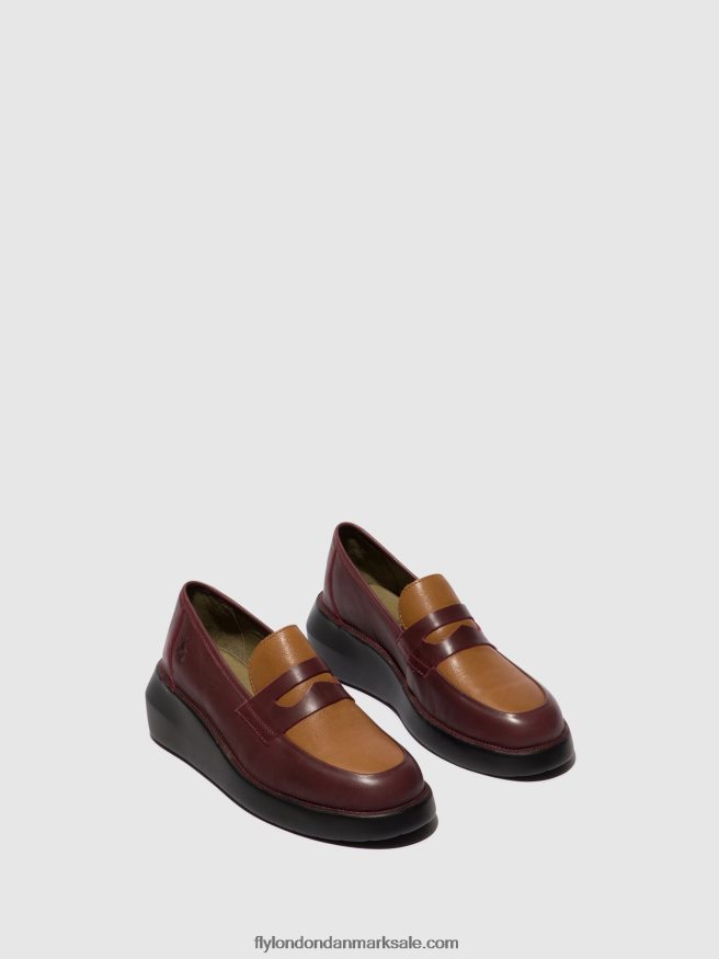Fly London Kvinder loafers sko blar513 X84ZLZ677 bordeaux/cuoio