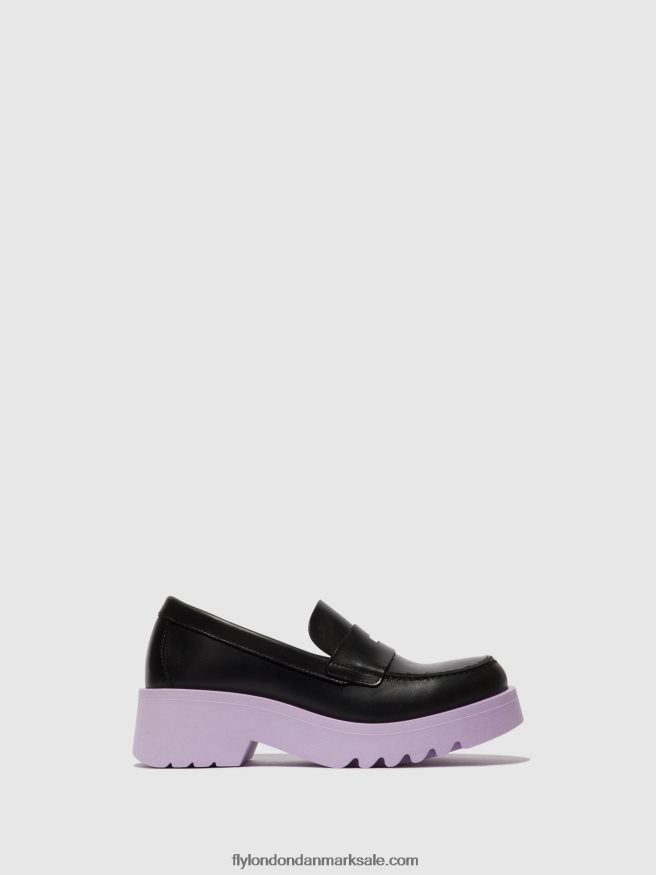 Fly London Kvinder loafers sko moat948 X84ZLZ651 sort (violet sål)