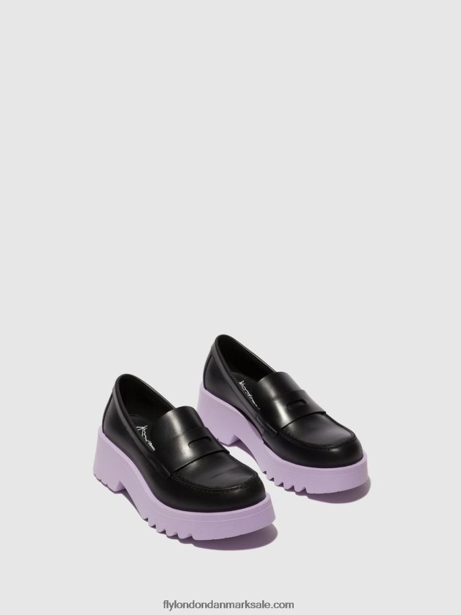Fly London Kvinder loafers sko moat948 X84ZLZ651 sort (violet sål)