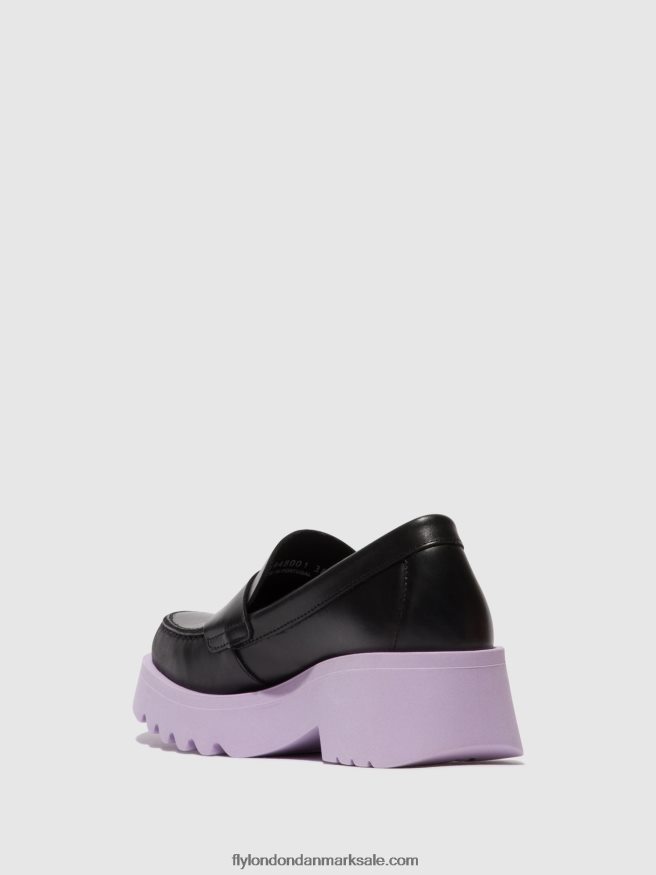Fly London Kvinder loafers sko moat948 X84ZLZ651 sort (violet sål)