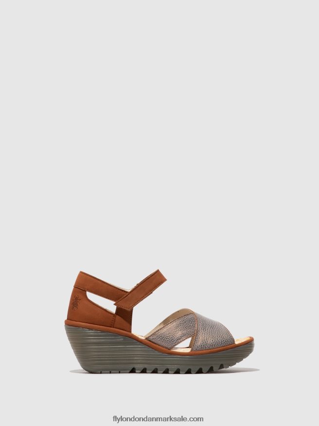 Fly London Kvinder ankelremsandaler yent365 X84ZLZ567 bronze/tan