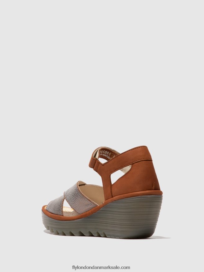 Fly London Kvinder ankelremsandaler yent365 X84ZLZ567 bronze/tan