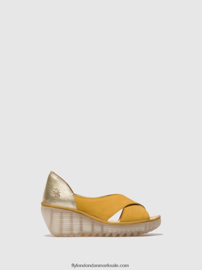 Fly London Kvinder crossover sandaler yoma307 X84ZLZ490 humlebi/guld