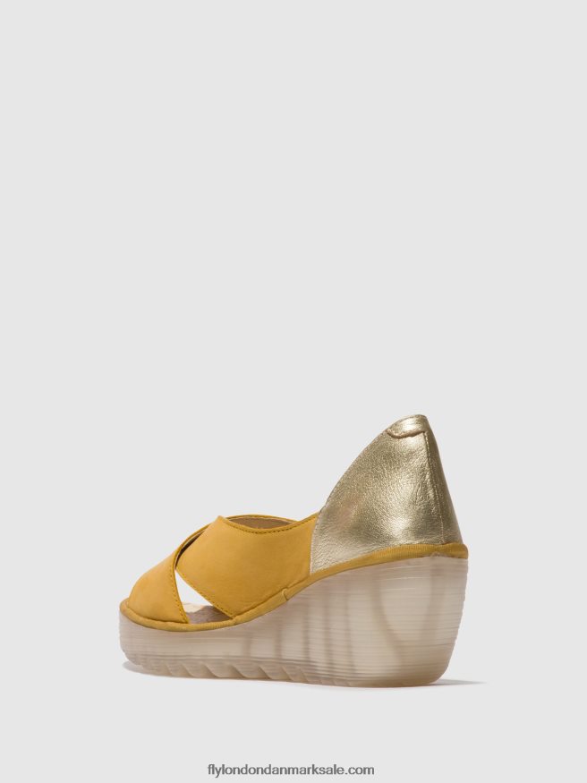 Fly London Kvinder crossover sandaler yoma307 X84ZLZ490 humlebi/guld