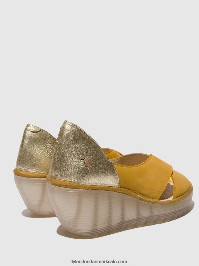 Fly London Kvinder crossover sandaler yoma307 X84ZLZ490 humlebi/guld
