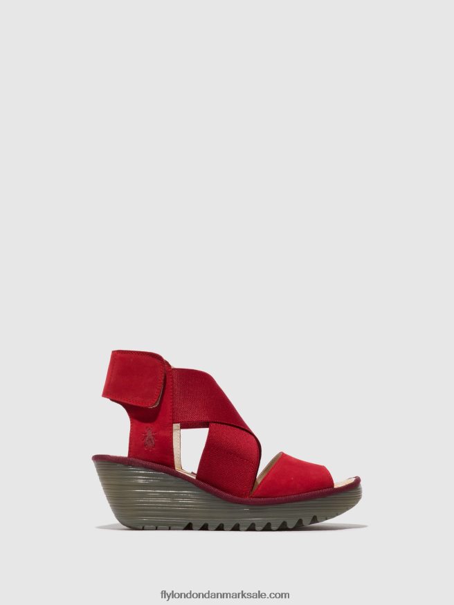 Fly London Kvinder crossover sandaler yuba385 X84ZLZ486 læbestift rød