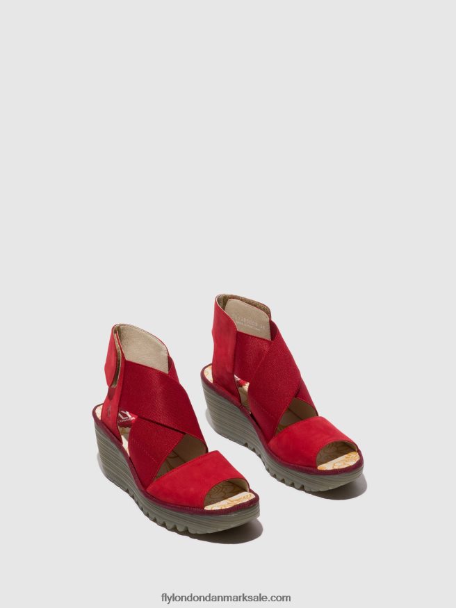 Fly London Kvinder crossover sandaler yuba385 X84ZLZ486 læbestift rød