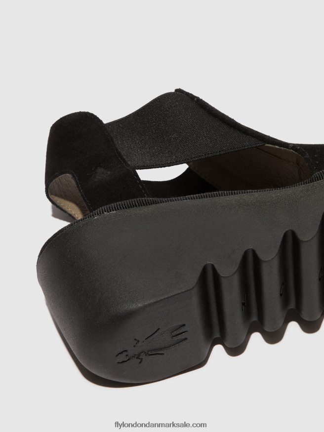 Fly London Kvinder elastiske sandaler biga412 X84ZLZ478 sort