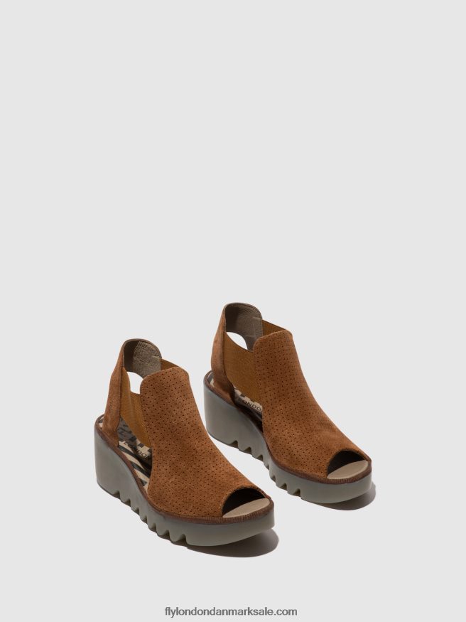 Fly London Kvinder elastiske sandaler biga412 X84ZLZ479 cognac