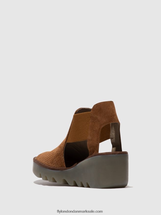 Fly London Kvinder elastiske sandaler biga412 X84ZLZ479 cognac