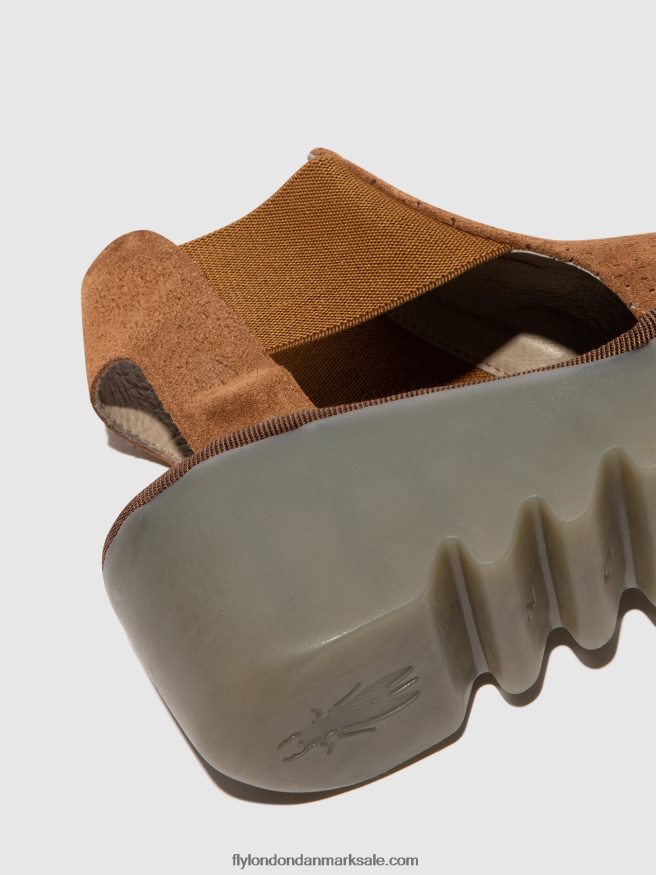 Fly London Kvinder elastiske sandaler biga412 X84ZLZ479 cognac