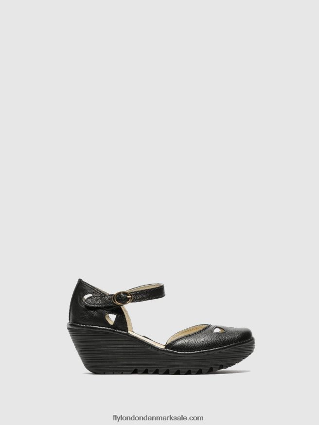 Fly London Kvinder kile sandaler yuna X84ZLZ616 sort