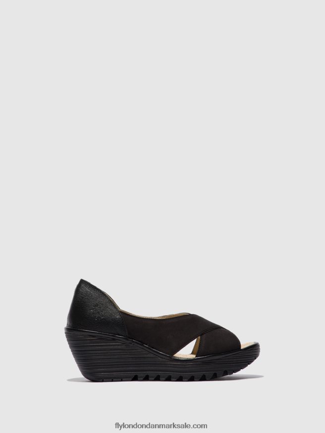 Fly London Kvinder sandaler med åben tå yoma307 X84ZLZ597 cupido/mousse sort