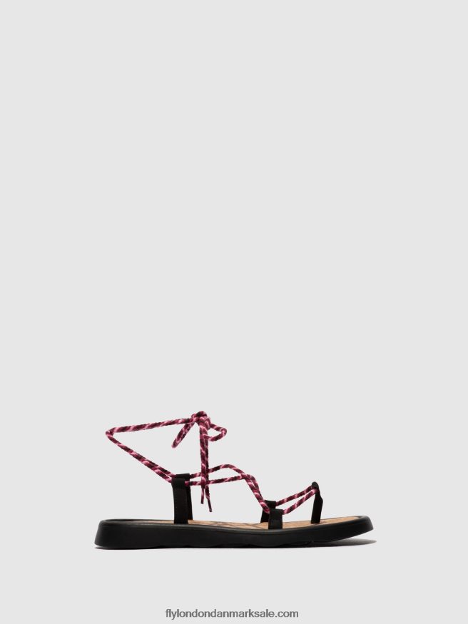 Fly London Kvinder sandaler med snøre tace874 X84ZLZ550 sort (lilla)
