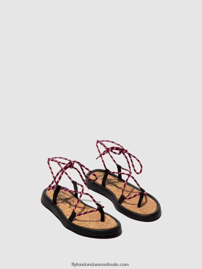 Fly London Kvinder sandaler med snøre tace874 X84ZLZ550 sort (lilla)