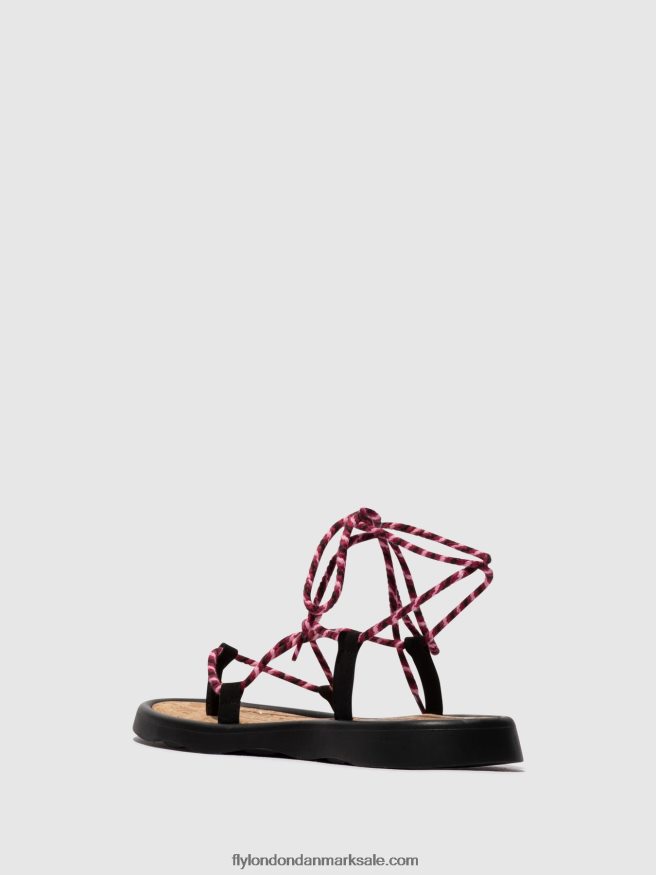 Fly London Kvinder sandaler med snøre tace874 X84ZLZ550 sort (lilla)
