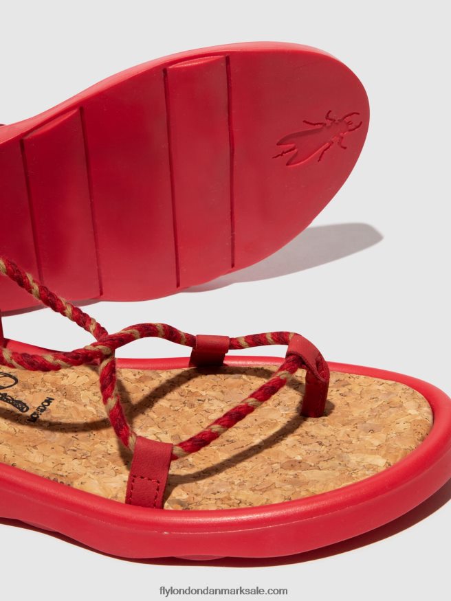 Fly London Kvinder sandaler med snøre tace874 X84ZLZ553 læbestift rød