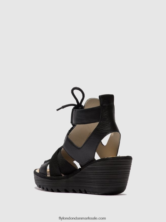 Fly London Kvinder sandaler med snøre yaca413 X84ZLZ473 sort