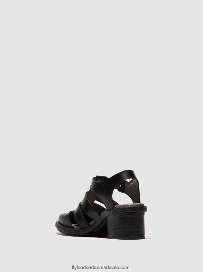 Fly London Kvinder sandaler med t-rem cahy195 X84ZLZ420 sort