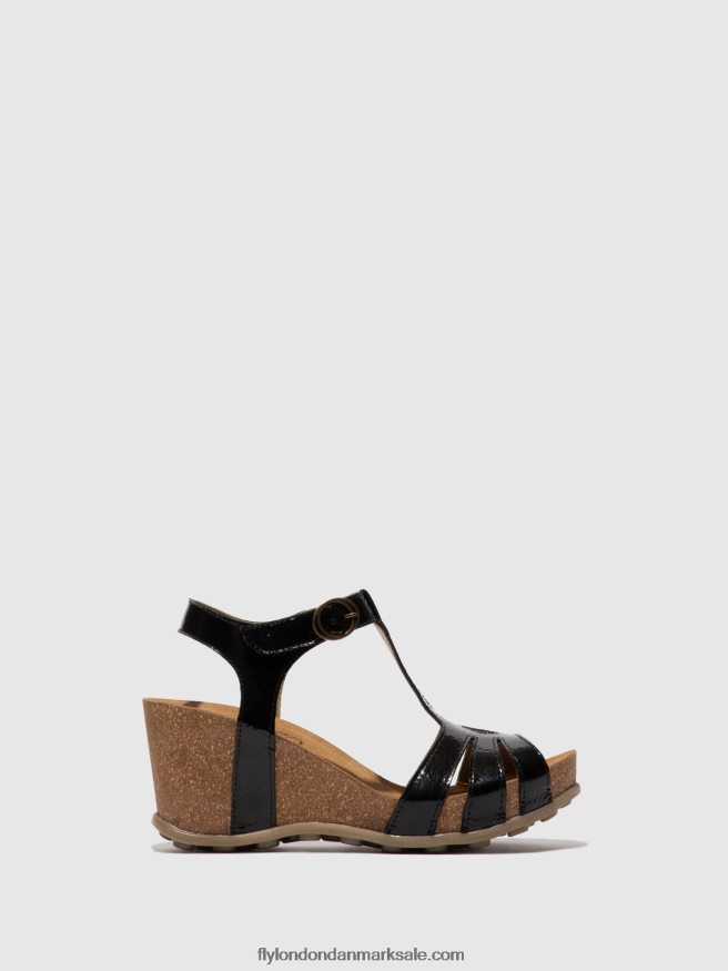 Fly London Kvinder sandaler med t-rem gumy777 X84ZLZ610 luxor sort