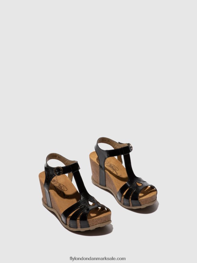 Fly London Kvinder sandaler med t-rem gumy777 X84ZLZ610 luxor sort