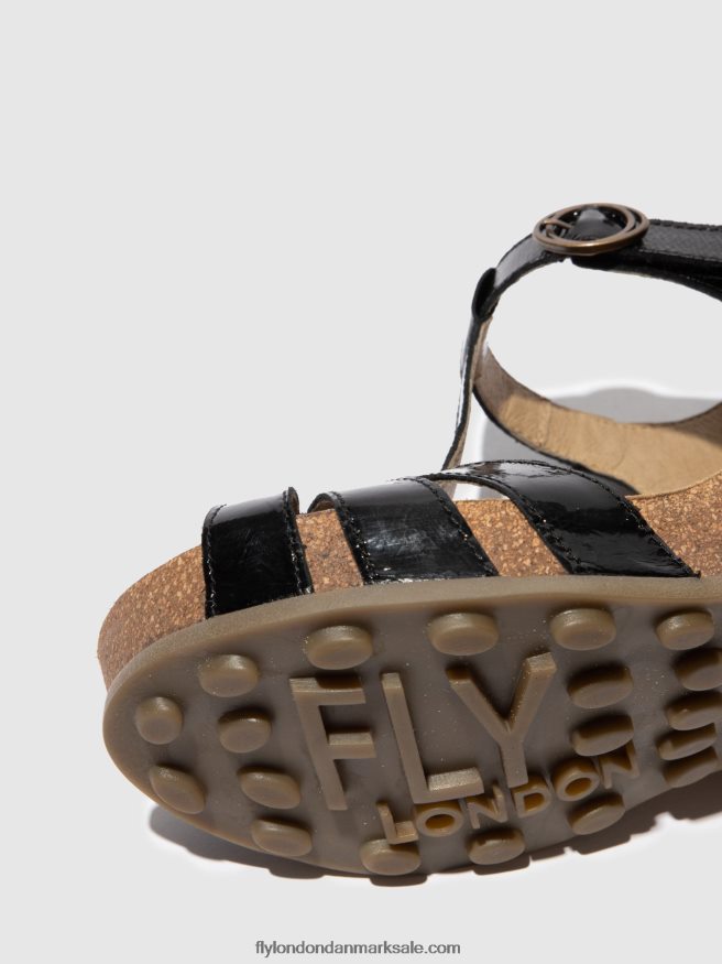 Fly London Kvinder sandaler med t-rem gumy777 X84ZLZ610 luxor sort