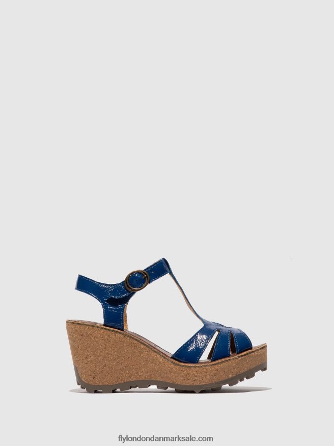 Fly London Kvinder sandaler med t-strop X84ZLZ522 guld blå