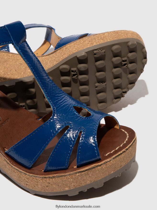 Fly London Kvinder sandaler med t-strop X84ZLZ522 guld blå