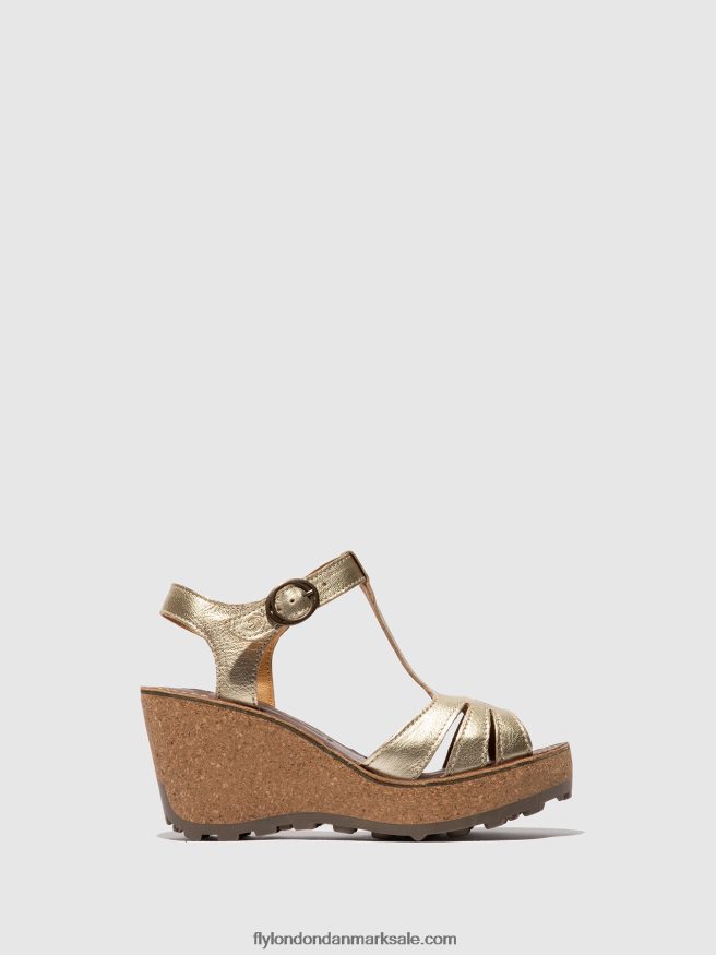 Fly London Kvinder sandaler med t-strop X84ZLZ524 guld