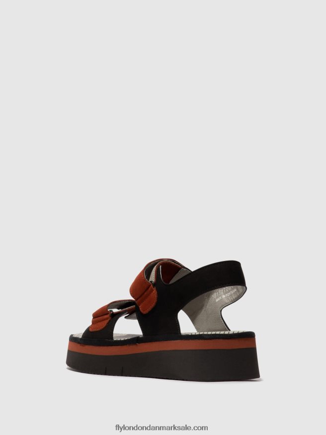 Fly London Kvinder sling-back sandaler cori377 X84ZLZ576 sort/mursten