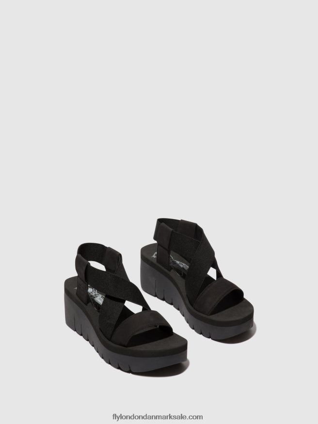 Fly London Kvinder sling-back sandaler yabi922 X84ZLZ445 sort