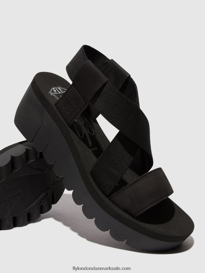 Fly London Kvinder sling-back sandaler yabi922 X84ZLZ445 sort