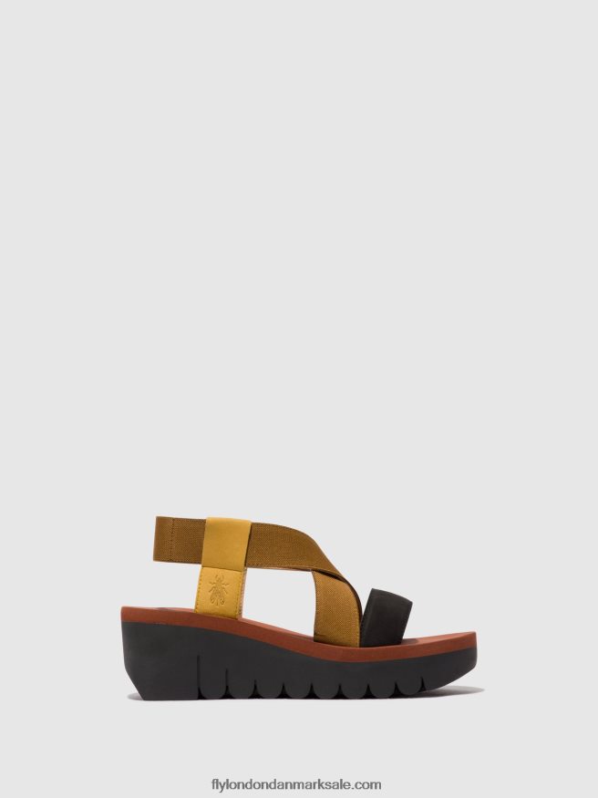 Fly London Kvinder sling-back sandaler yabi922 X84ZLZ446 humlebi/kamel/sort