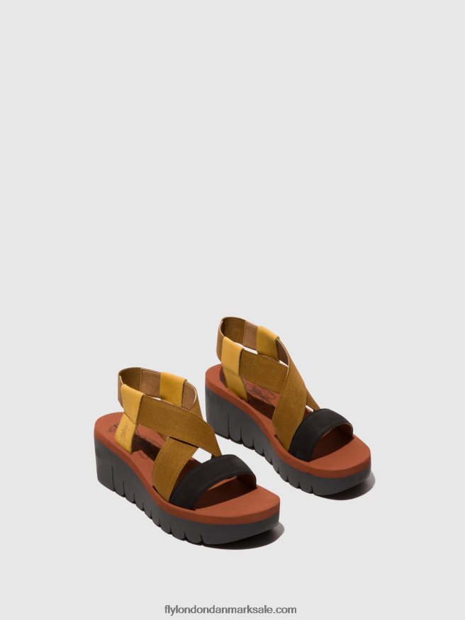 Fly London Kvinder sling-back sandaler yabi922 X84ZLZ446 humlebi/kamel/sort