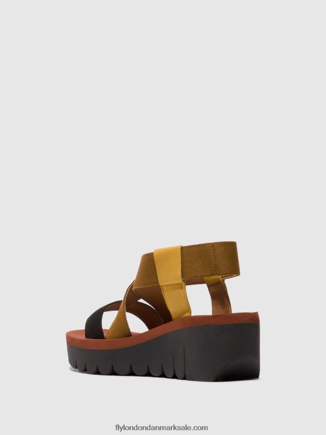 Fly London Kvinder sling-back sandaler yabi922 X84ZLZ446 humlebi/kamel/sort