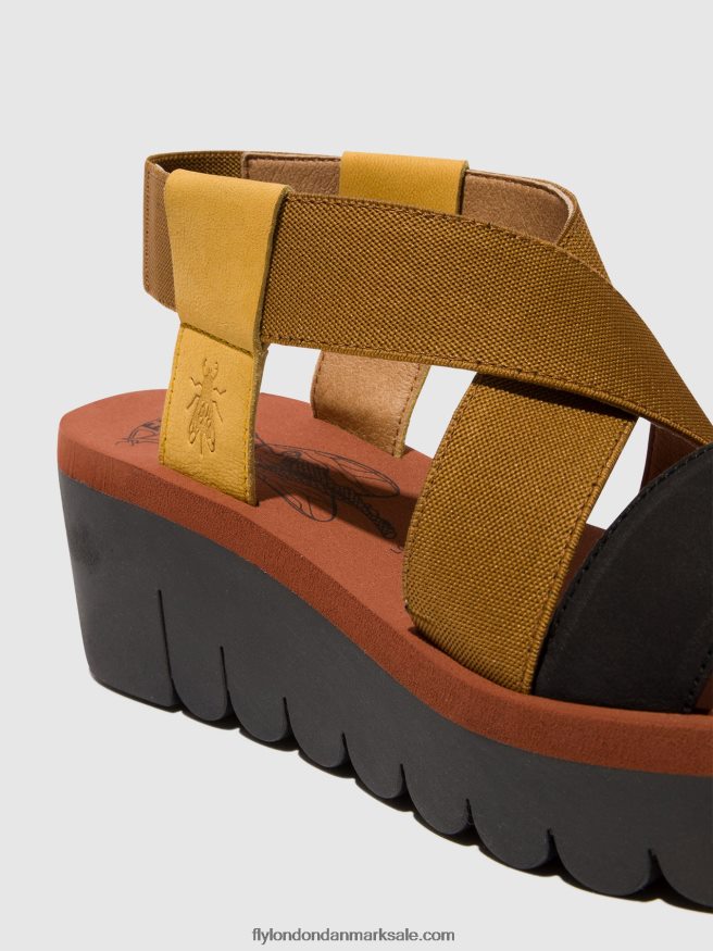 Fly London Kvinder sling-back sandaler yabi922 X84ZLZ446 humlebi/kamel/sort