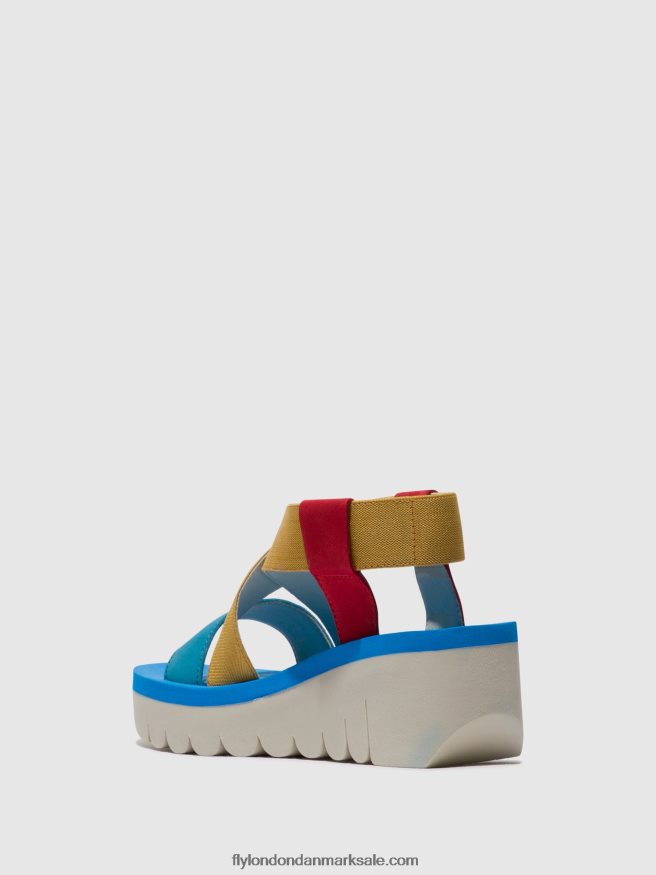 Fly London Kvinder sling-back sandaler yabi922 X84ZLZ448 læbestift rød/gul/azurblå