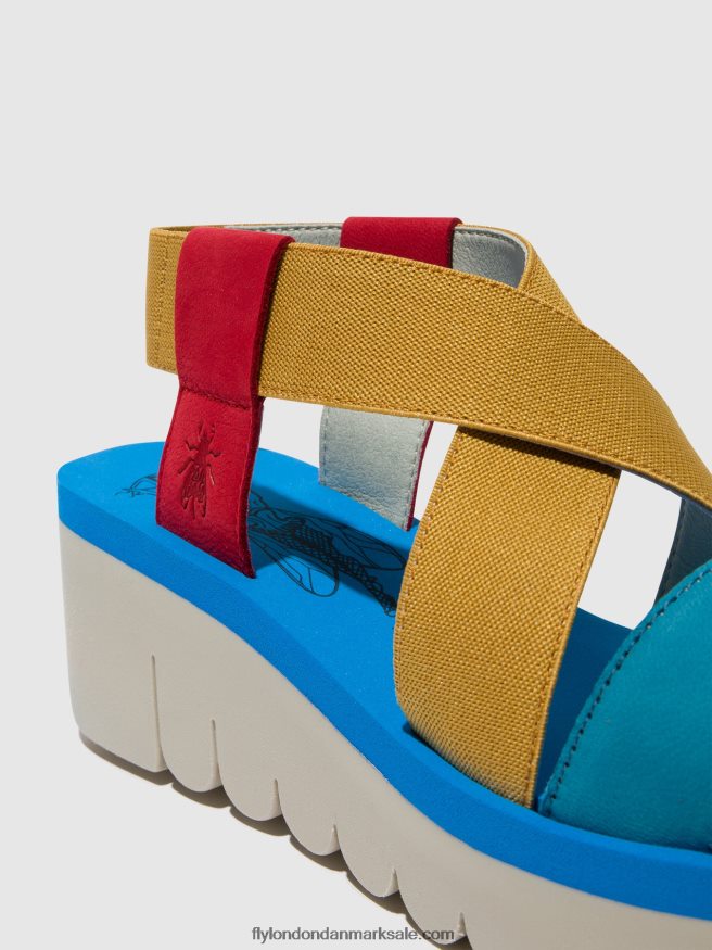 Fly London Kvinder sling-back sandaler yabi922 X84ZLZ448 læbestift rød/gul/azurblå