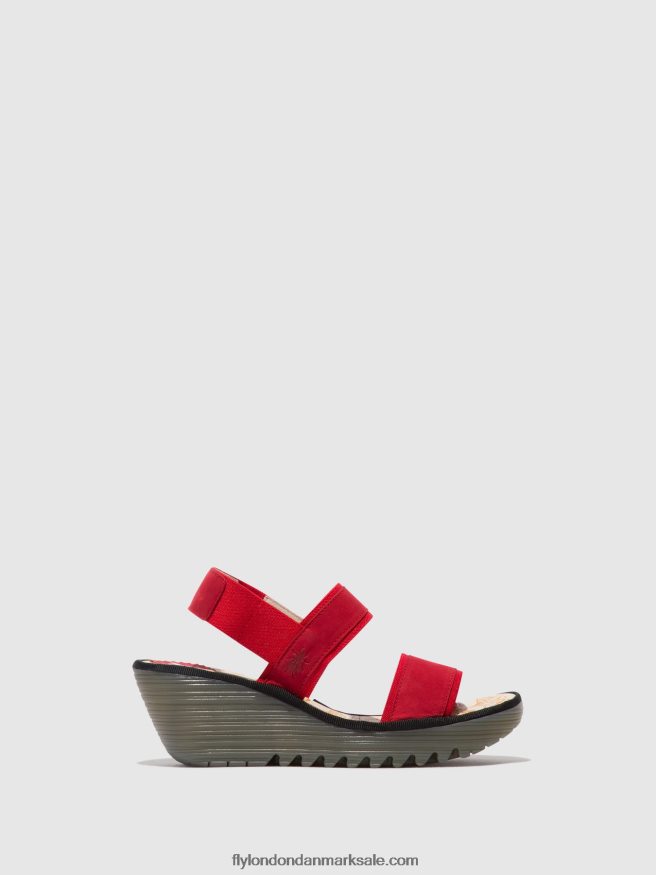 Fly London Kvinder sling-back sandaler yaco416 X84ZLZ436 læbestift rød