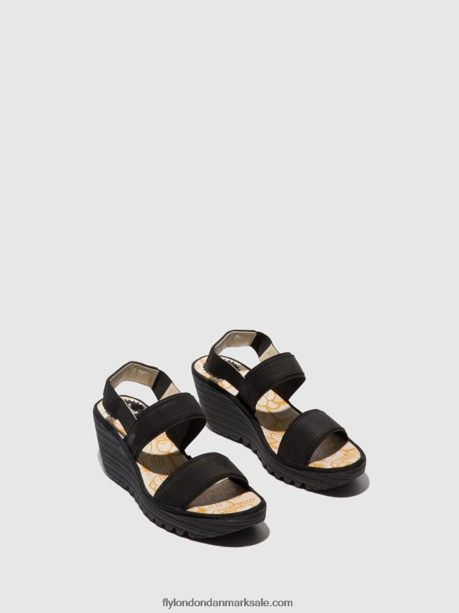 Fly London Kvinder sling-back sandaler yaco416 X84ZLZ437 sort