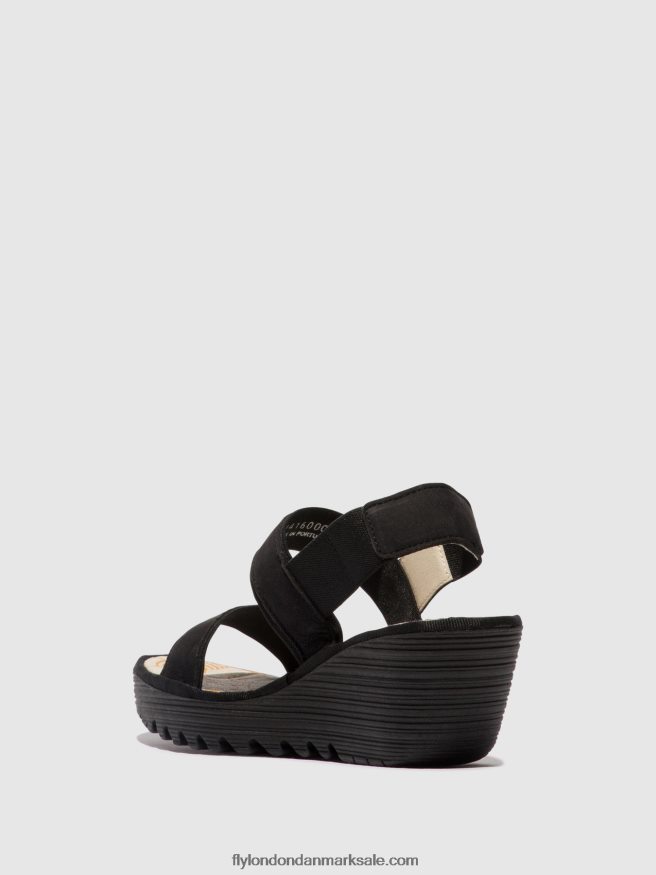 Fly London Kvinder sling-back sandaler yaco416 X84ZLZ437 sort