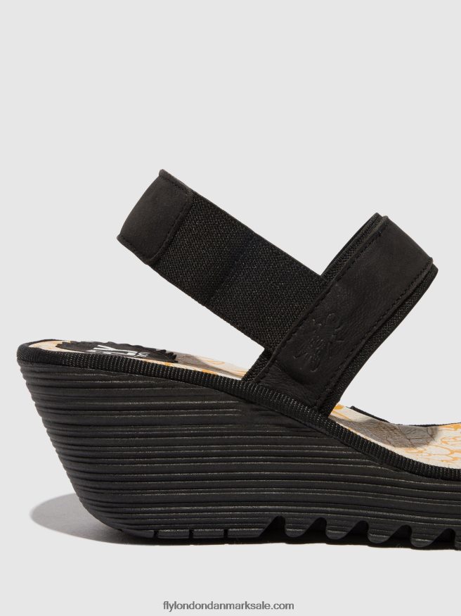 Fly London Kvinder sling-back sandaler yaco416 X84ZLZ437 sort