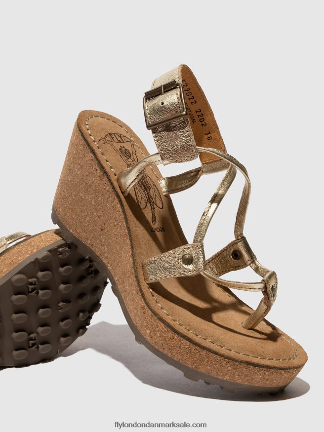 Fly London Kvinder t-strop sandaler gosh X84ZLZ521 guld