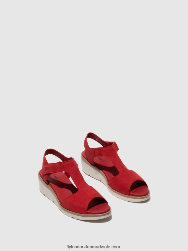 Fly London Kvinder t-strop sandaler nova932 X84ZLZ403 læbestift rød