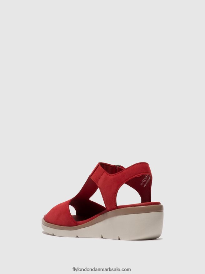 Fly London Kvinder t-strop sandaler nova932 X84ZLZ403 læbestift rød