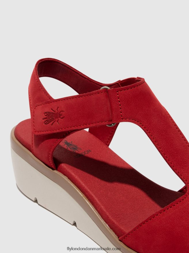 Fly London Kvinder t-strop sandaler nova932 X84ZLZ403 læbestift rød
