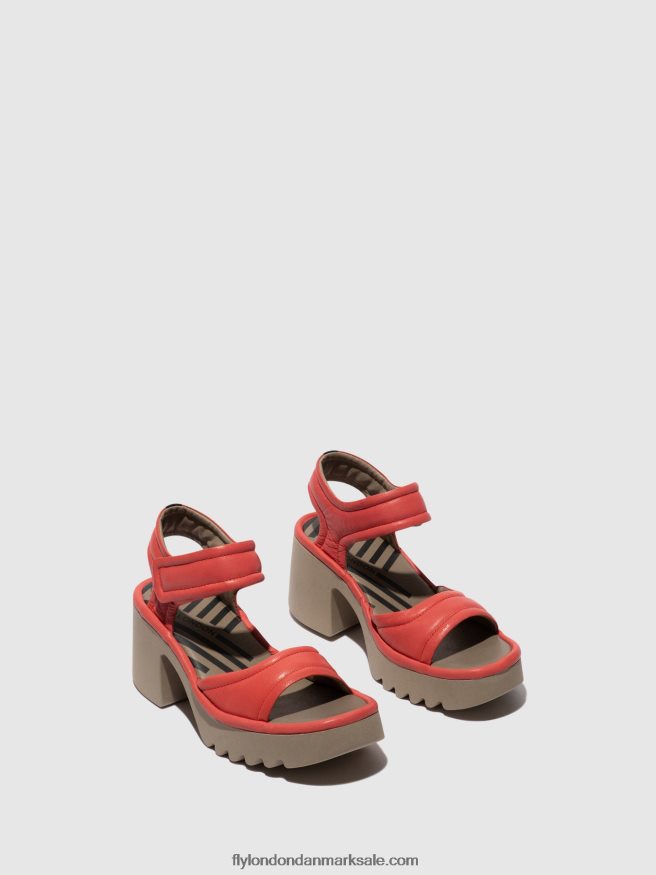 Fly London Kvinder velcro sandaler mank433 X84ZLZ402 hindbær