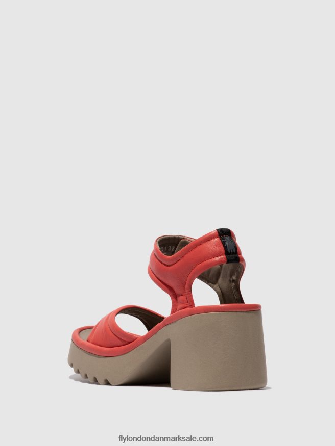 Fly London Kvinder velcro sandaler mank433 X84ZLZ402 hindbær